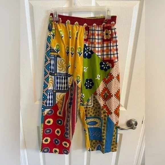 Sacred Threads Colorful Patchwork Ankle Pants - Picture 1 of 7